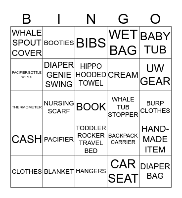 Bingo with Baby Aria! Bingo Card