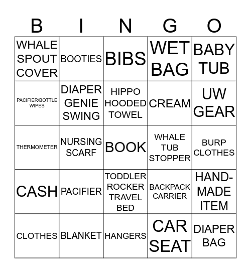 Bingo with Baby Aria! Bingo Card