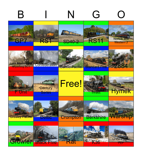 Steam and Diesel pull Freight Trains now and then Bingo Card