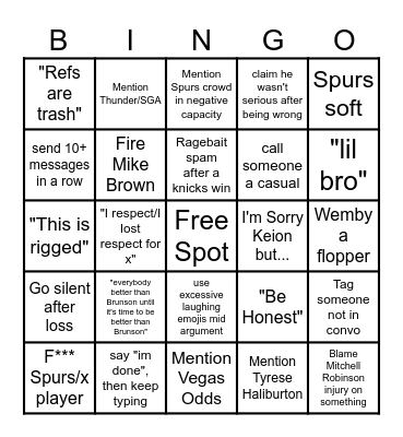 Dalton 2026 Finals BINGO Card