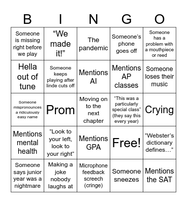 Graduation bingo Card