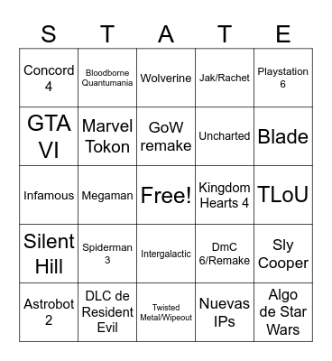 State of play Bingo Card