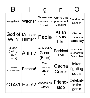 Game Showcase Week bigno Bingo Card