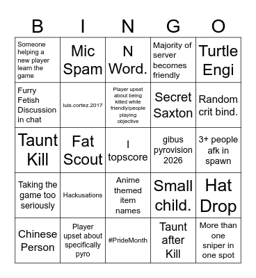 Bringo Brongo 2.0 Bingo Card