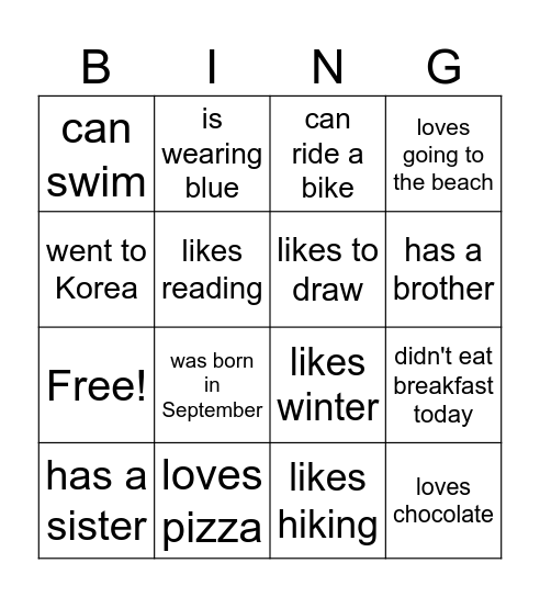 FIND SOMEONE WHO ...CAN PLAY THE Bingo Card