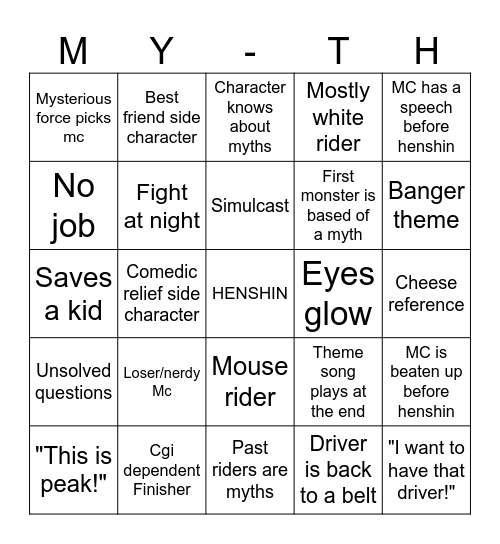 Kamen Rider Bingo Card