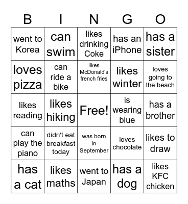 FIND SOMEONE WHO ... Bingo Card