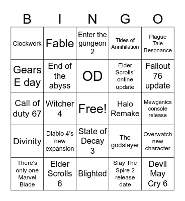 Summer Games Fest + Xbox Bingo Card