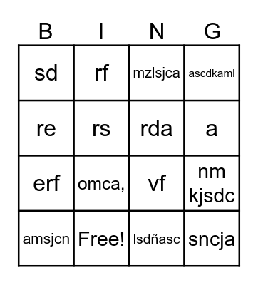 Bingo Musical Bingo Card