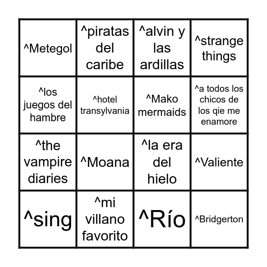 Visita al cine Bingo Card
