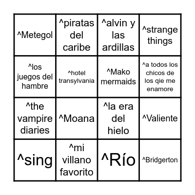 Visita al cine Bingo Card