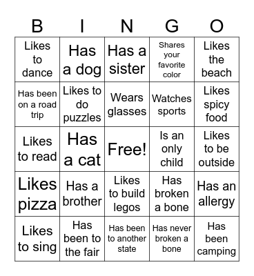 Find someone who...... Bingo Card
