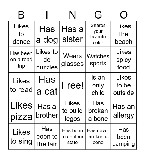 Find someone who...... Bingo Card