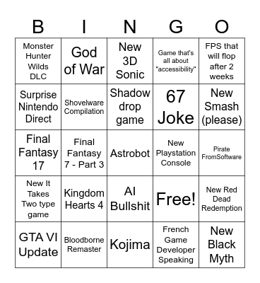 Summer Games Fest Bingo Card