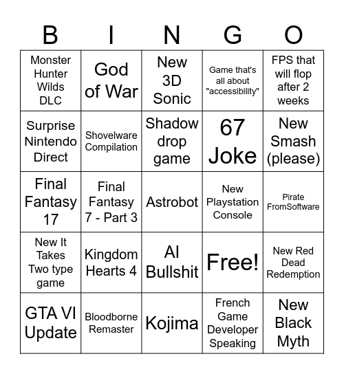 Summer Games Fest Bingo Card
