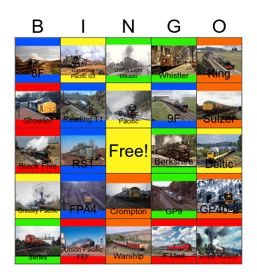 Steam and Diesel Excursions in the 1980's Bingo Card