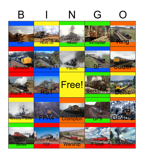 Steam and Diesel Excursions in the 1980's Bingo Card
