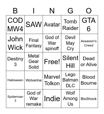 PlayStation Showcase Bingo Card
