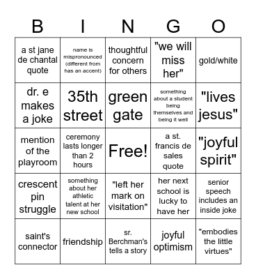 visi graduation 2026 Bingo Card