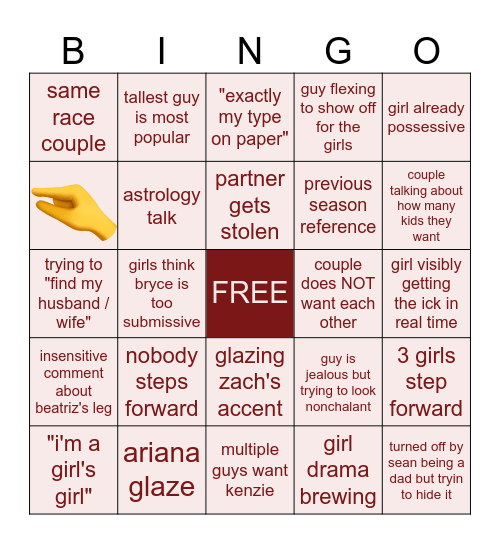LOVE ISLAND BINGO Card