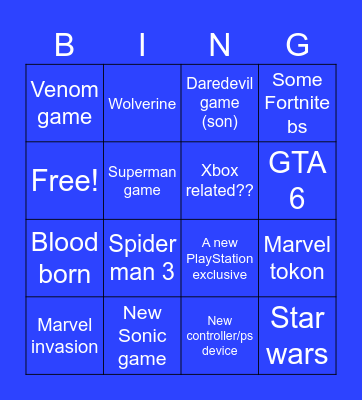 State of play Bingo Card