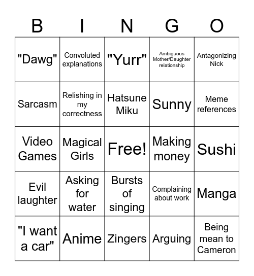 The Bingo Card that Elena Made 90% Of Bingo Card