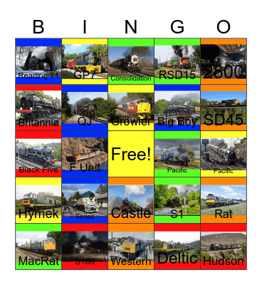 Smoke from the Locomotives that I would like to smell one day Bingo Card