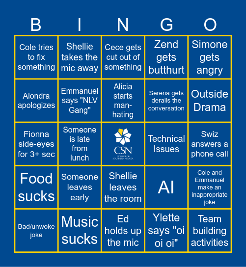 CSN Simposium Bingo Card