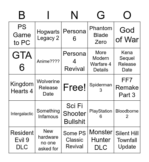 June State of Play Bingo Card