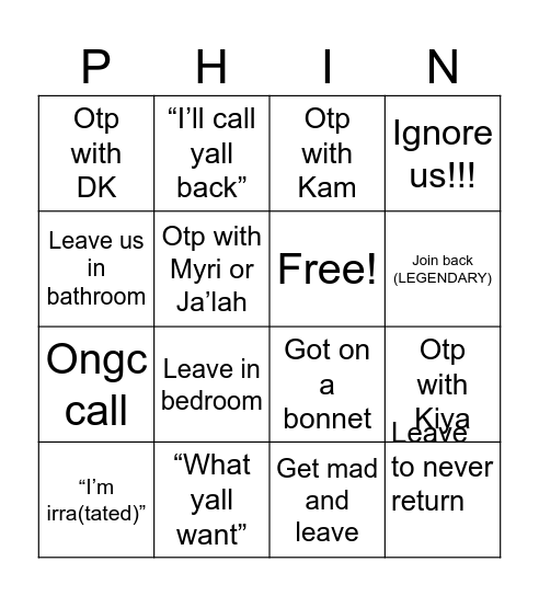 What Will Kaitlyn Do? Bingo Card