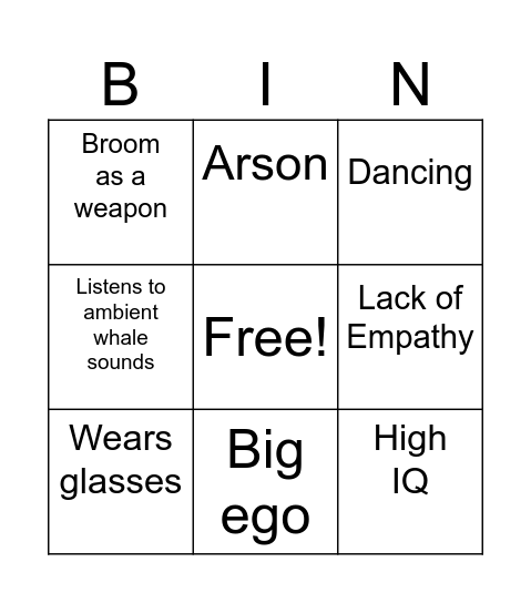 Barefoot Callum's Serial Killer Bingo Card