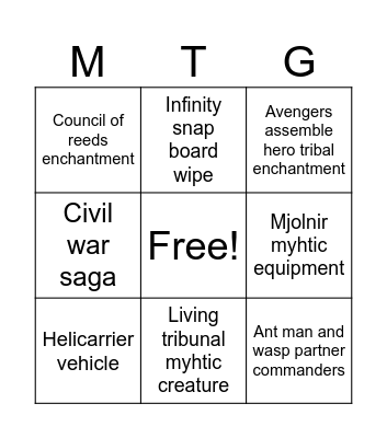 Marvel mtg Bingo Card