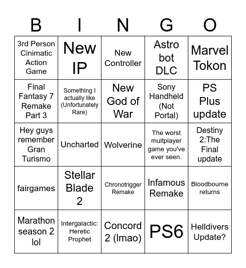 State of Play Summer 2026 Bingo Card