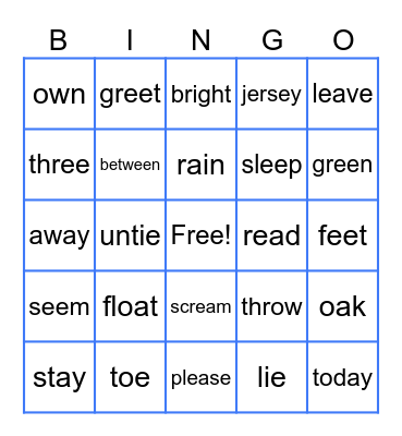 Vowel Team Bingo! Bingo Card