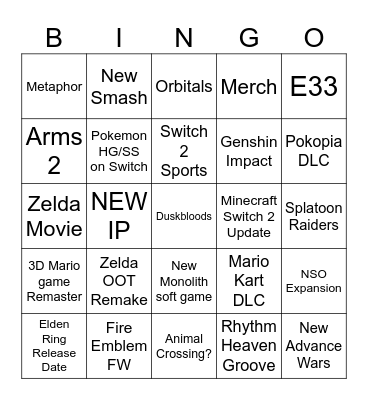 Switch 2 June 2026 Direct Bingo Card