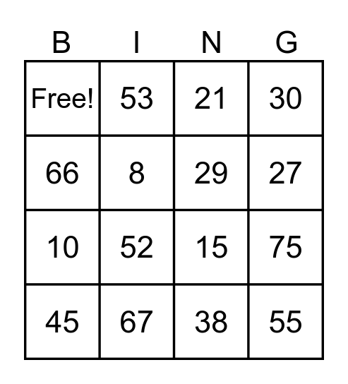 ABC Bingo Card