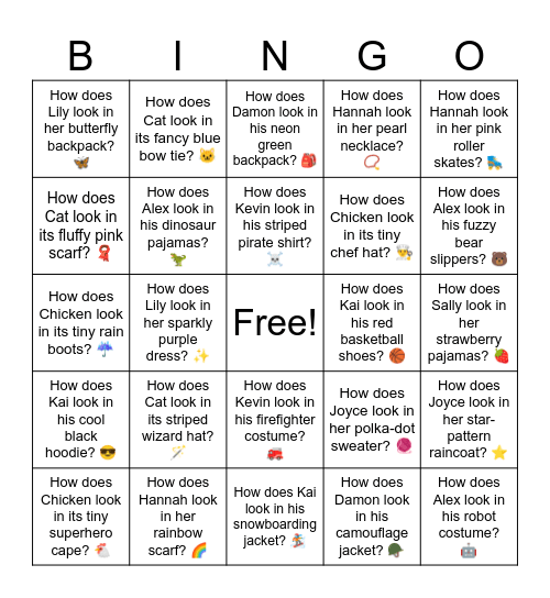 B11 L16 How does Kevin look in his glowing sneakers? 💡 Bingo Card