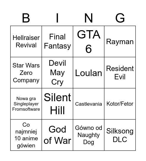 State of Play/ Summer Game Fest/ Xbox Showcase (E3 Time) Bingo Card
