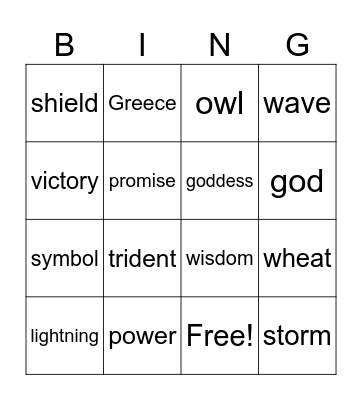 Ancient Greece Bingo Card