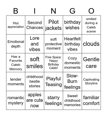 Caleb's Birthday Bingo Card