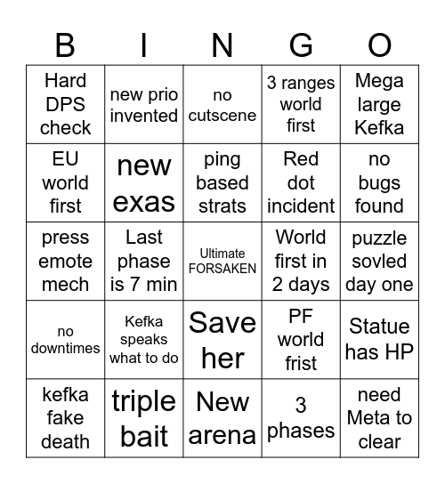 Kefka MAD Bingo Card