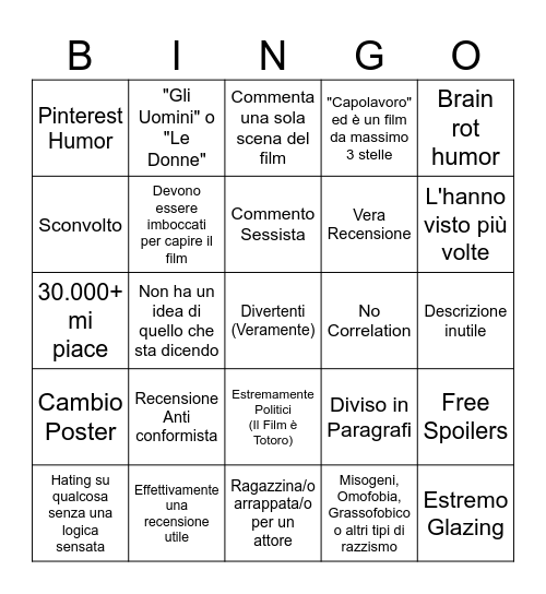 Letterbox Review Bingo Card
