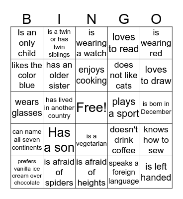 FIND SOMEONE WHO ...  Bingo Card