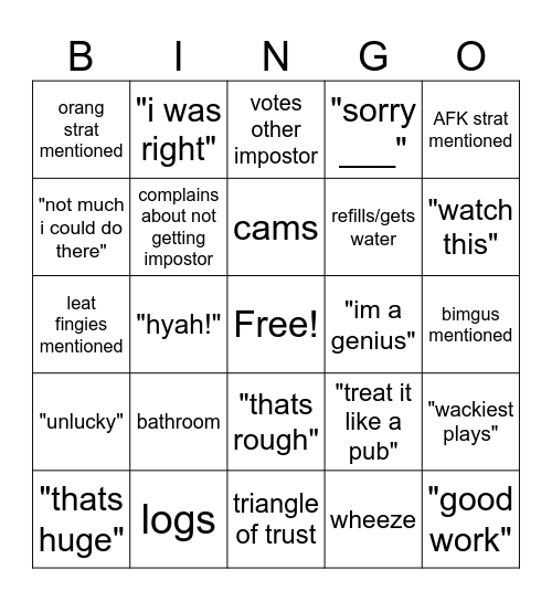 charlie amogus Bingo Card