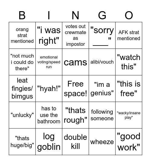 charlie amogus Bingo Card