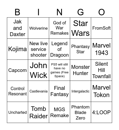 The Absolute State of Play Bingo Card