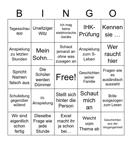 Benidingo Bingo Card