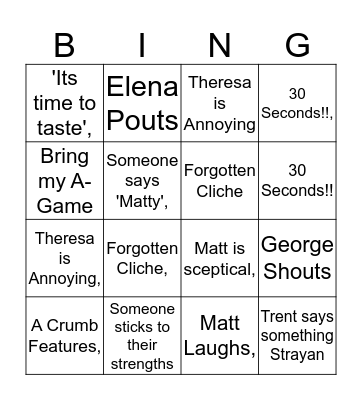 MasteChef Australia Finale Bingo Card