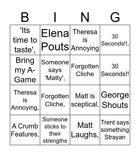 MasteChef Australia Finale Bingo Card