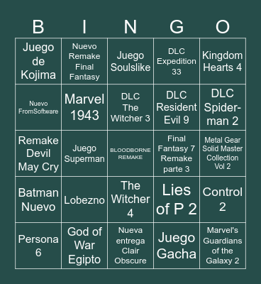 State of Play Bingo Card